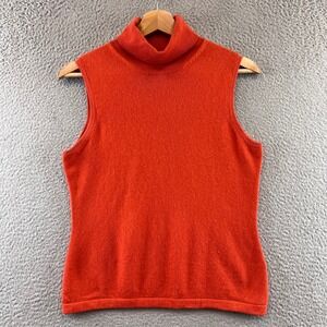 CF Cashmere Orange Sleeveless Turtleneck Sweater Women's Size 42 S